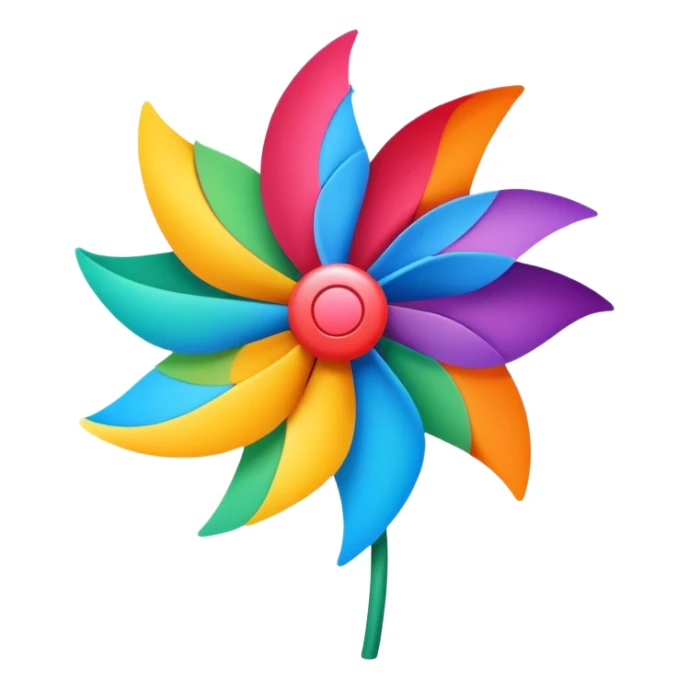A flower with petals arranged like a spinning pinwheel sticker