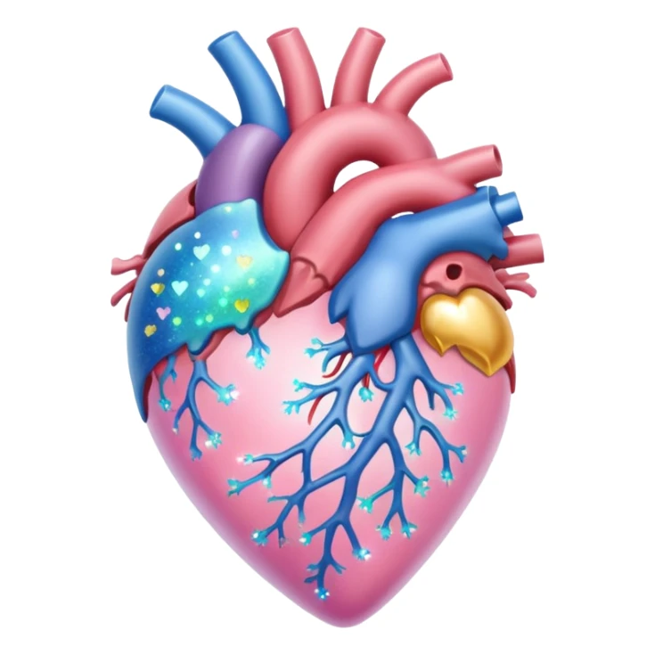 Pastel transparent heart anatomy and sparkle sticker
