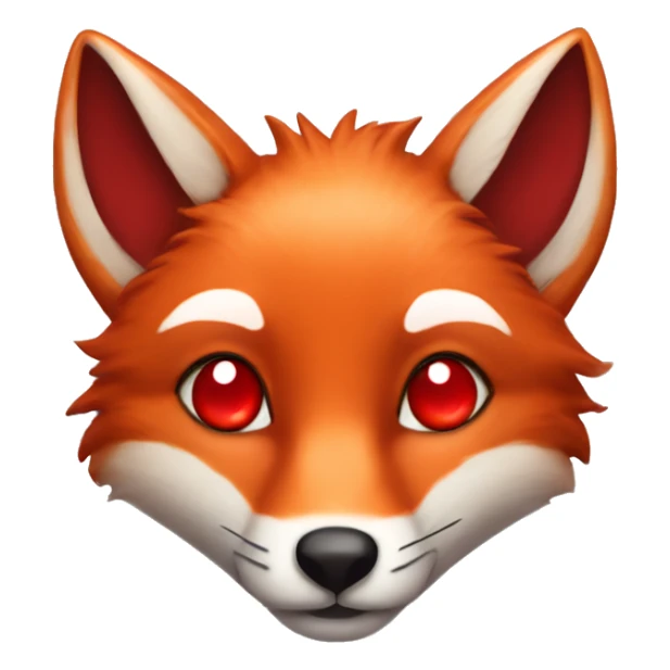 deep lush red fox face with tiny red heart instead of eyes sticker