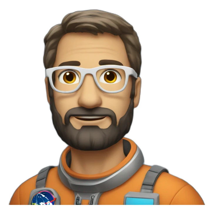 caucasian-man astronaut black-beard white-glasses sticker