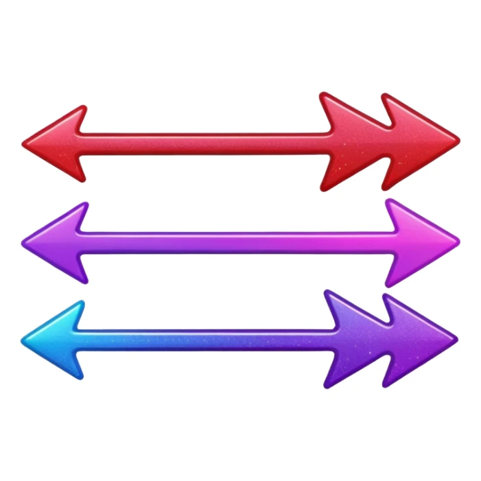 color gradient between red and purple glitter arrow right sticker
