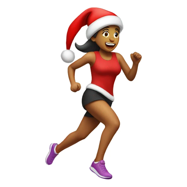 woman wearing santa hat running sticker
