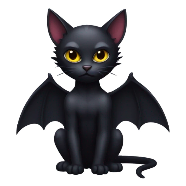 Black-Vampire-Batty-Cat-Fakémon-Cat With Bat-wings as ears  sticker