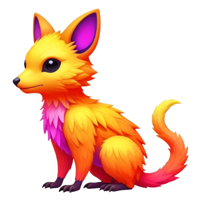 lush warm-colored modern colorful neon-colored Fakémon-Trico-creature sticker