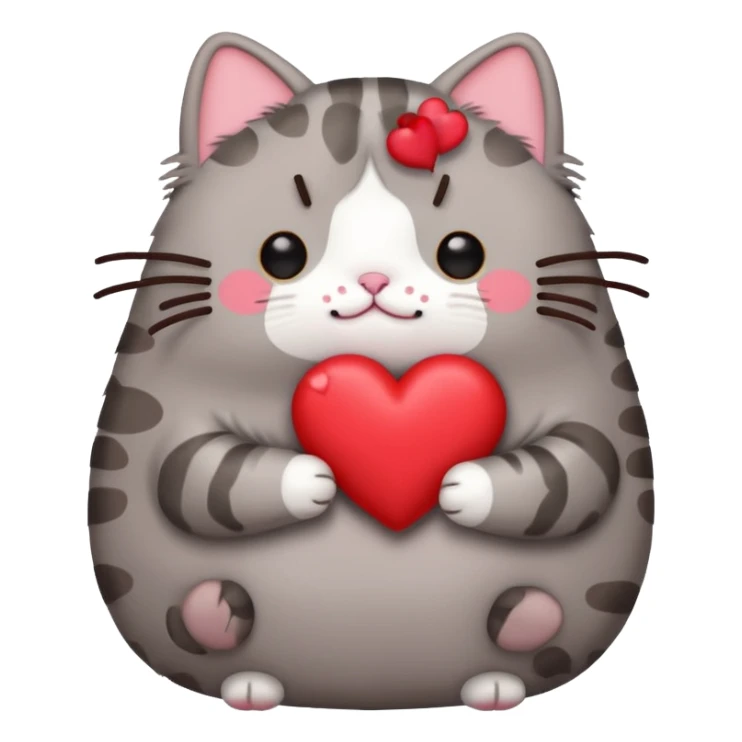 Pusheen cat red heart kawaii cute sticker