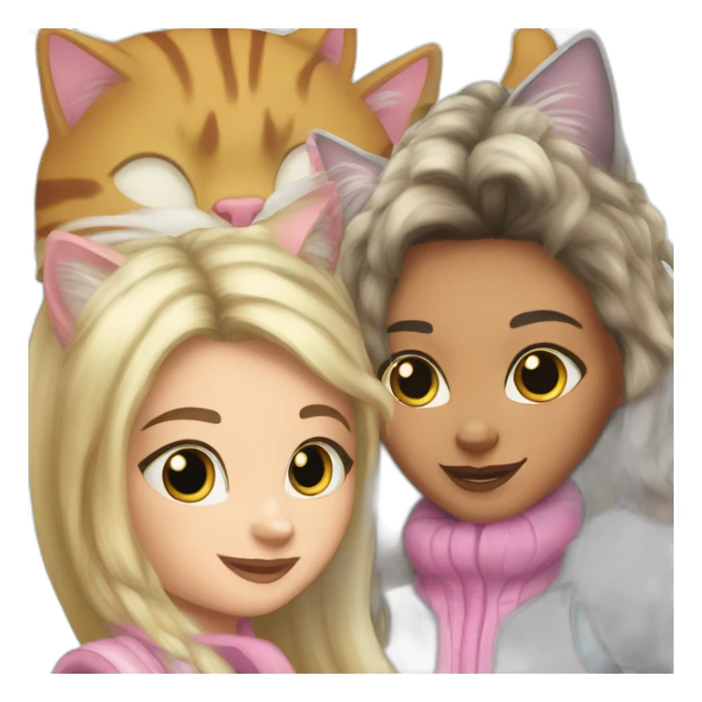 Hoh the cat and nina the cat rosa sticker