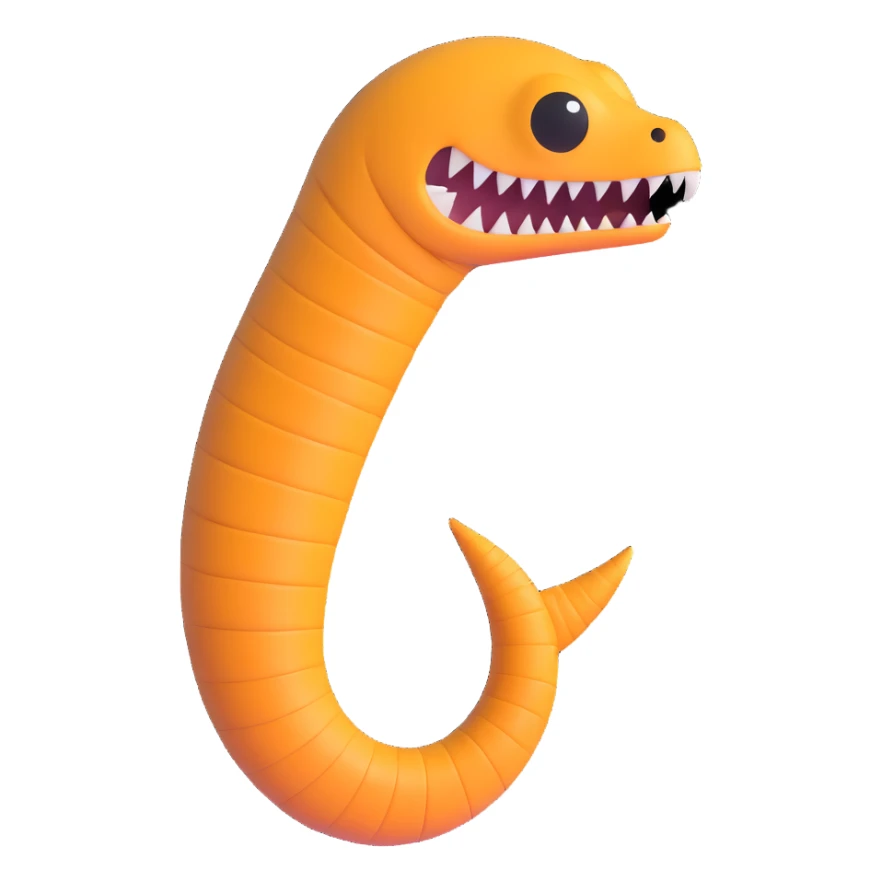 sandworm from Dune, stylized as a seamless emoji tail part, designed to connect seamlessly with body emoji, matching style and color for continuous look sticker