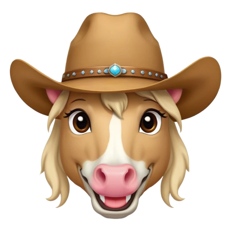 cute smile horse face wearing cowboy hat  sticker