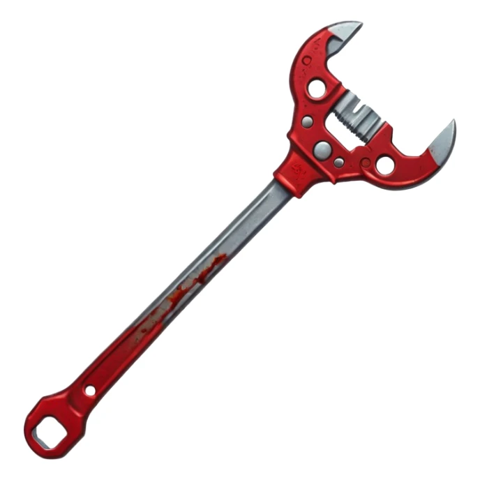 A wrench covered In zombie blood, in a dark menacing style sticker