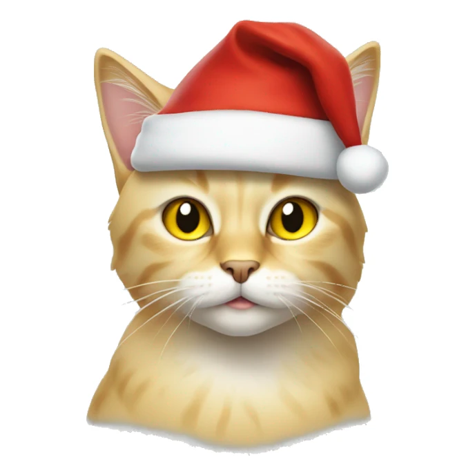 Blonde cat with yellow eyes and a Santa hat on sticker
