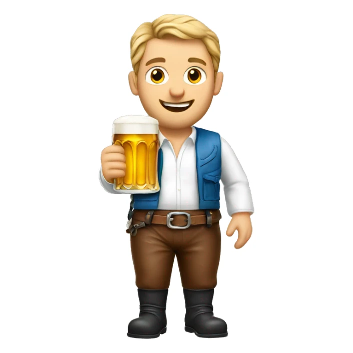 German man wearing Bavaria leather pants and Holding a Beer sticker