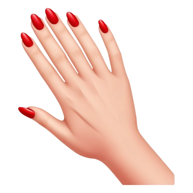 left hand receiving red nail polish, glossy finish, bright and saturated red, smooth gradient, minimal details, clean and shiny
 sticker