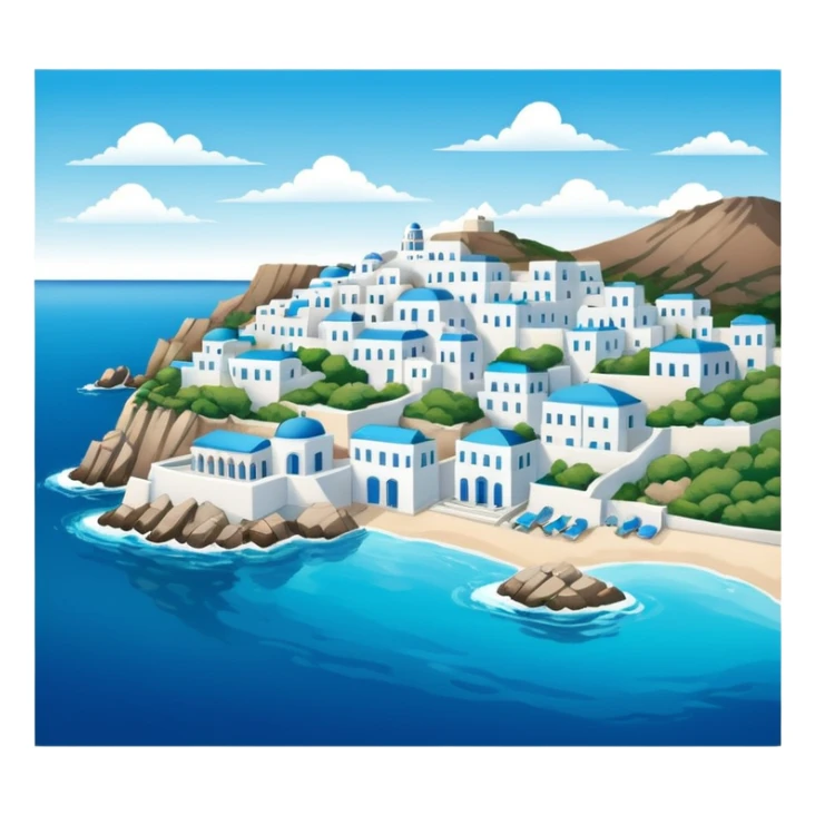 a greek island seen from the sea sticker