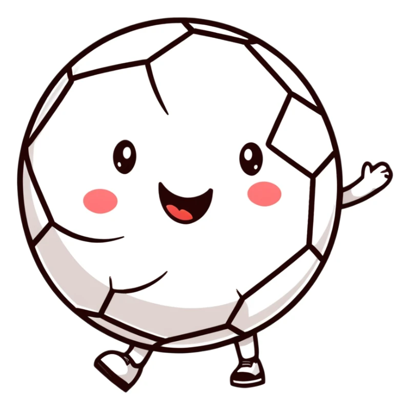 A cheerful soccer ball with a happy face and rosy cheeks sticker