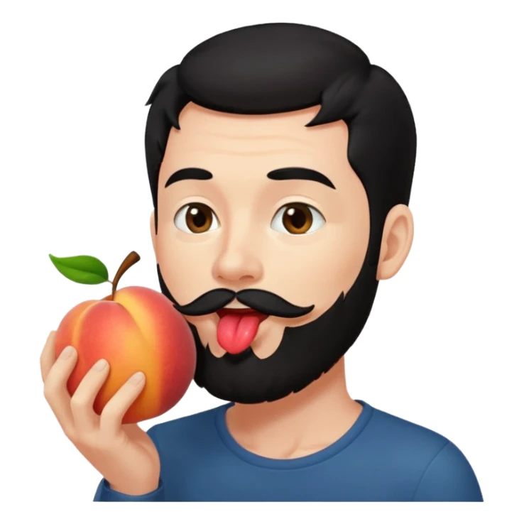 Black hair Man red beard licking peach sticker