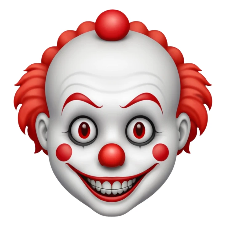 Creepy clown, no emoji faces, no emoji icons sticker