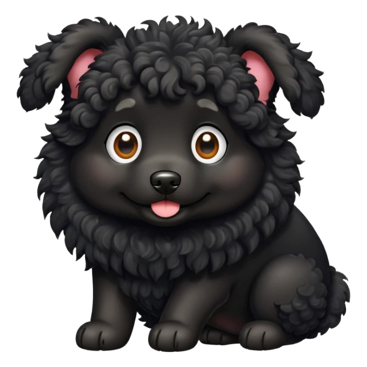 Black curly dog sticker