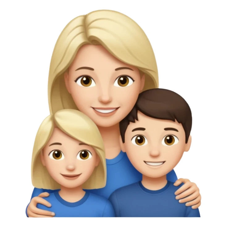 Matka brunetka se raduje se svým dvanáctiletým blonďák synem sticker