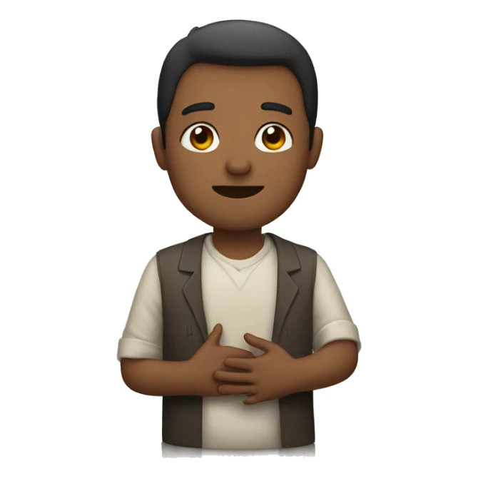 a man holding his right hand on his heart, left hand is down sticker