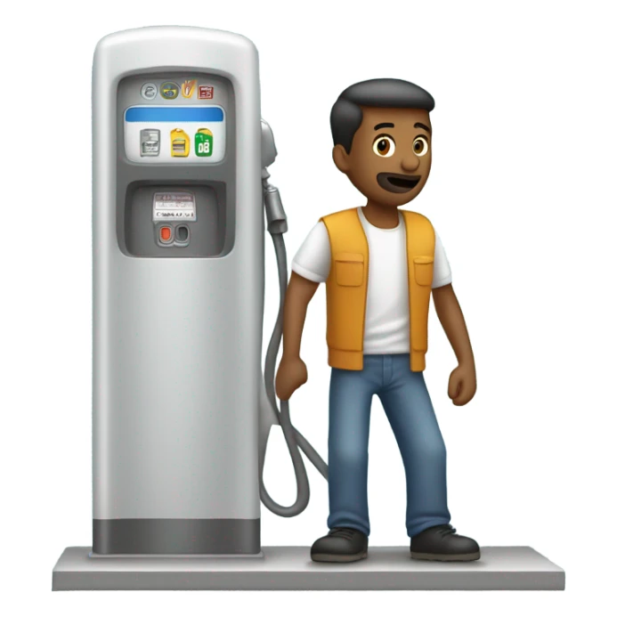 man putting gas in car at gas pump sticker