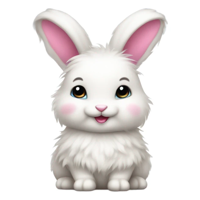Cute fluffy white bunny with a pink ribbon  sticker