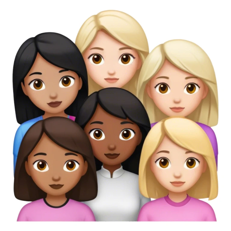 5 girls 2 black 1 mixed 1 Chinese other 2 are white sticker
