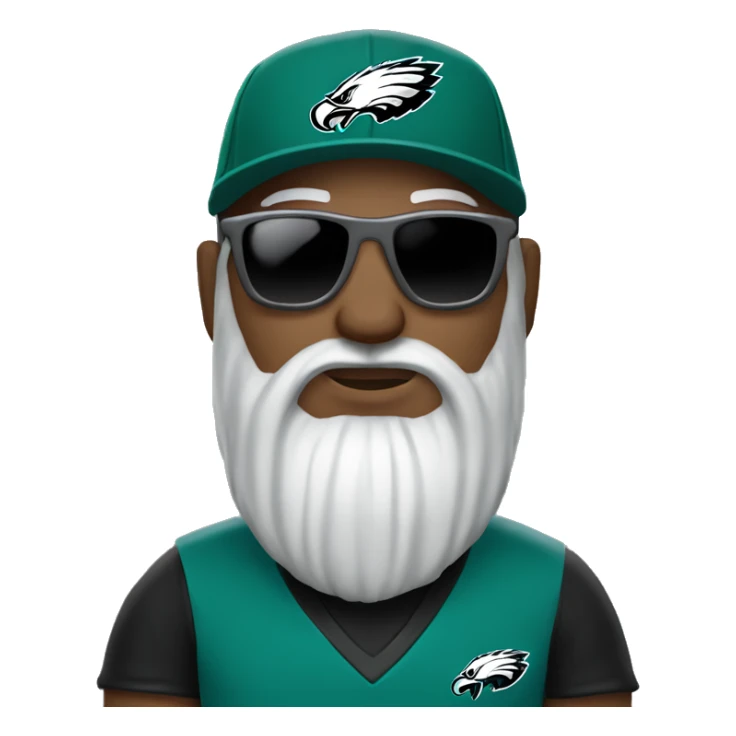 Bald guy black and grey long beard wearing Philly eagles cap shirt and sunglasses  sticker