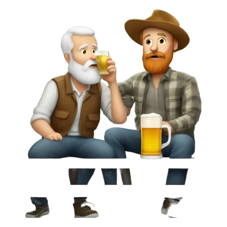 A red-haired, bearded grandfather is drinking beer on a bench sticker