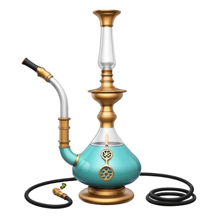 realistic modern hookah, sleek metal and glass design, ceramic hose, minimalistic, high detail, emoji style
 sticker