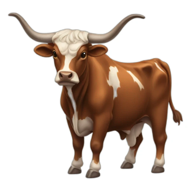 bull, Texas Longhorn, brindle, long long long long horns, full body sticker