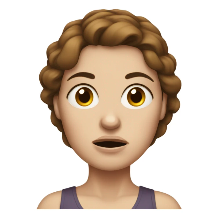 Uncomfortable and angry white pregnant woman with brown hair sticker