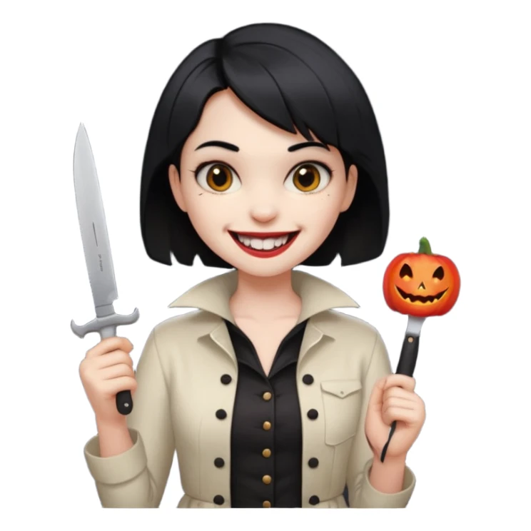 a girl classic smiley with a nife on the bach and vampire theet sticker