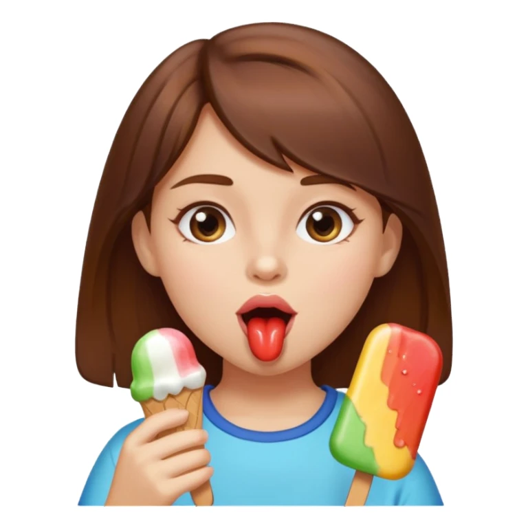 Brown hair Girl licks popsicle  sticker