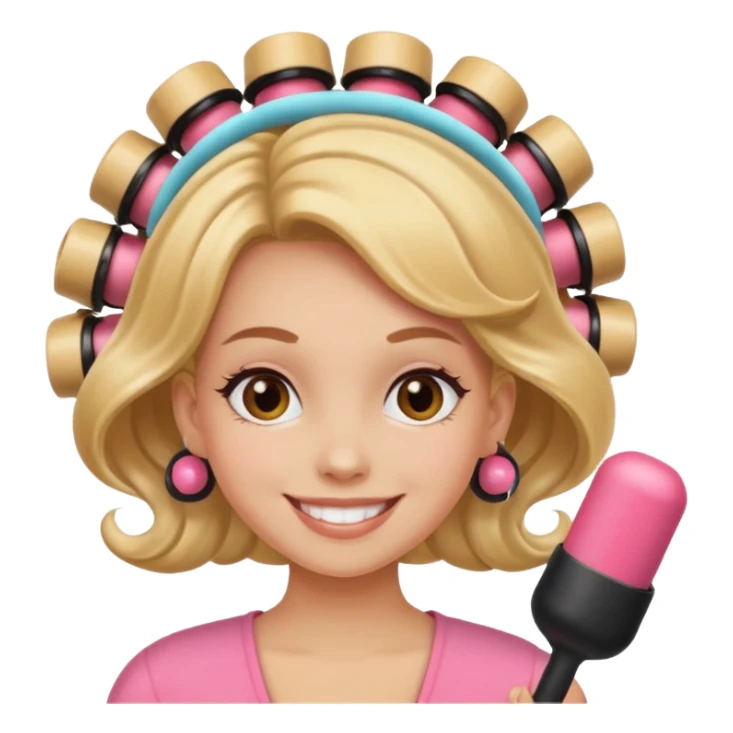 girl with hair roller sticker