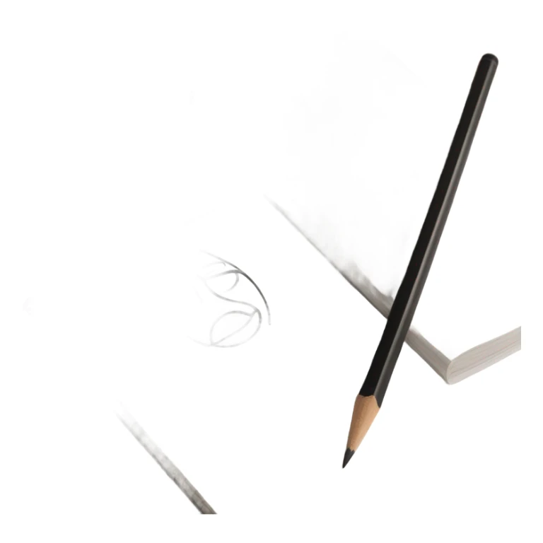 A minimalist, modern icon representing the hobby of drawing. The icon features a sleek, stylized pencil and a sketchbook with a simple artistic sketch on the page.  sticker