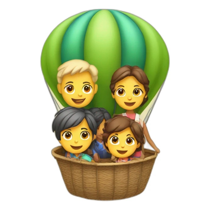family of four in a hot air balloon sticker