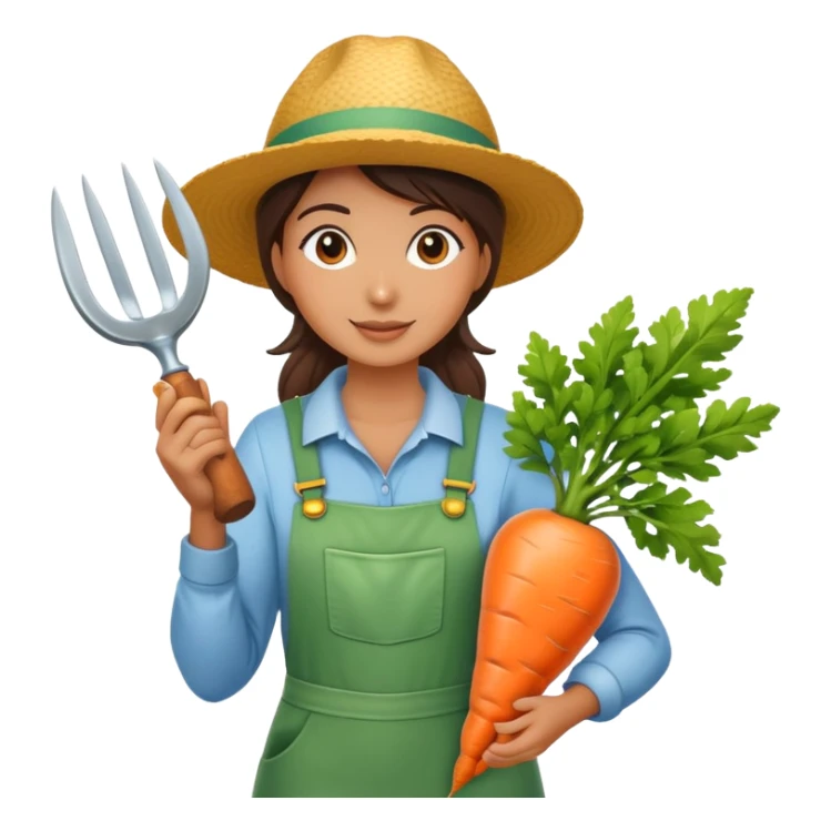 Female gardener with trophy and giant carrot sticker
