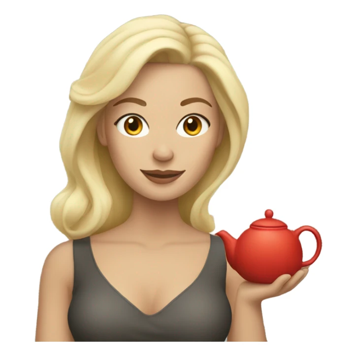 Blonde woman holding teapot sticker
