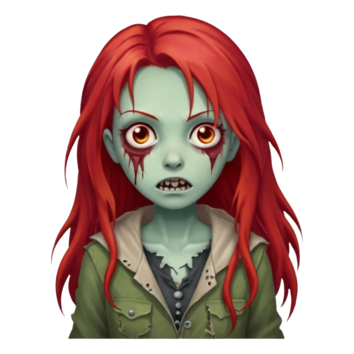 garota zumbi assustadora com o cabelo vermelho longo sticker