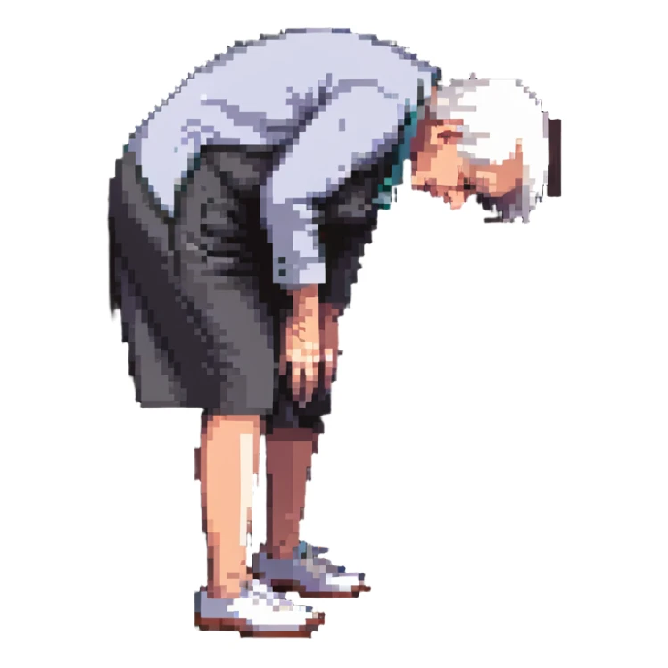 elderly person bent over with back pain sticker