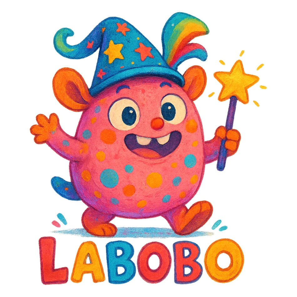 labobo character, playful and imaginative, fantasy style, creative and fun, vibrant colors sticker