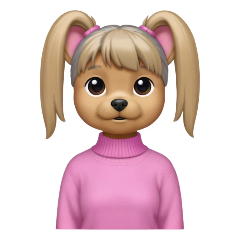 Grey yorkie, medium hair, pony tail and pink sweater sticker