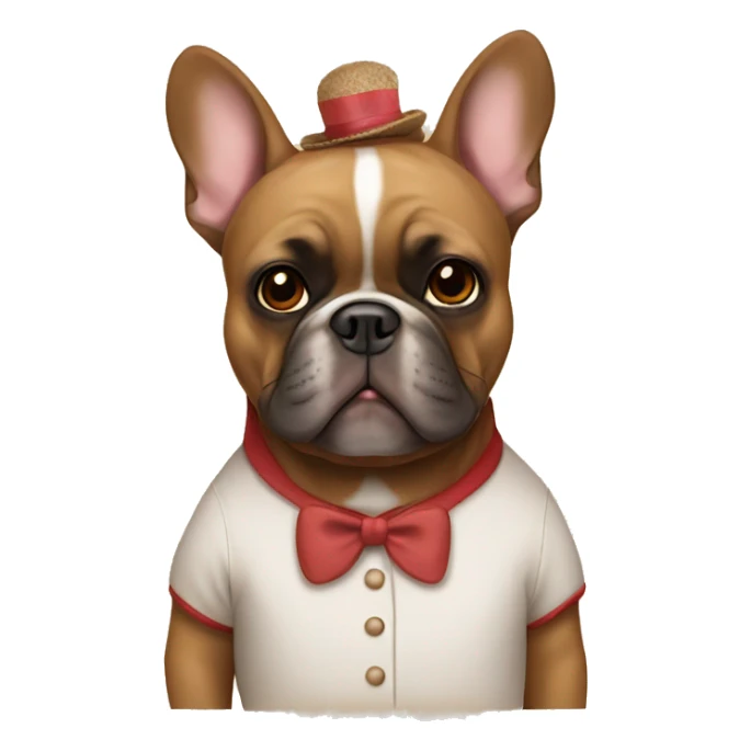 A brown French bulldog in a teddy bear costume sticker