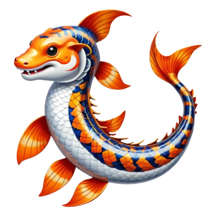 Exotic Tropical Floral Swirl-Patterned Tribal Pretty Asian ornate painted Japanese aesthetic beautiful shiny pretty glossy smooth Koi-Fish-Sergal-creature with tiger stripes on it sticker
