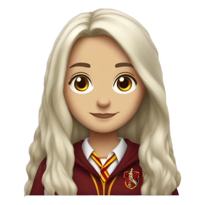 Harry Potter Gryffindor girl, white long hair, brown eyes sticker