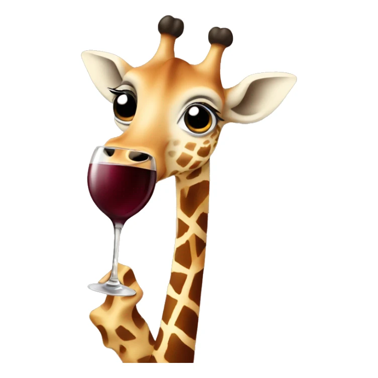 French giraffe holding red wineglass sticker