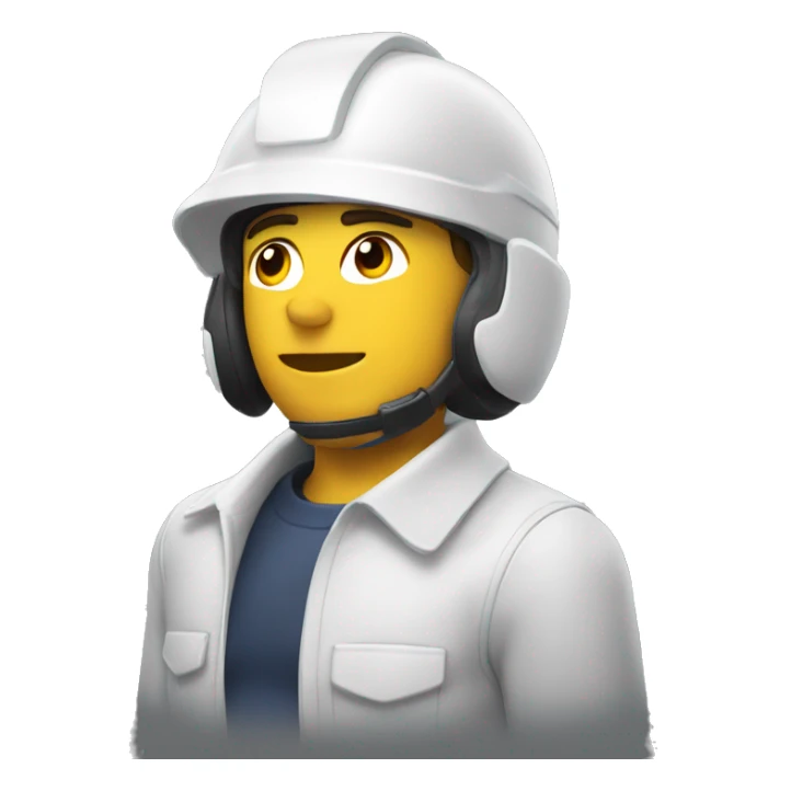 Persona blanca wearing , helmet safety and earplug sticker