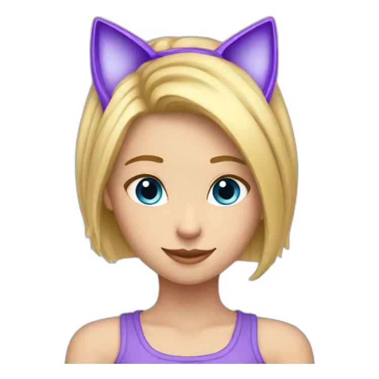 Blonde girl with purple cat ear Alice and sticker