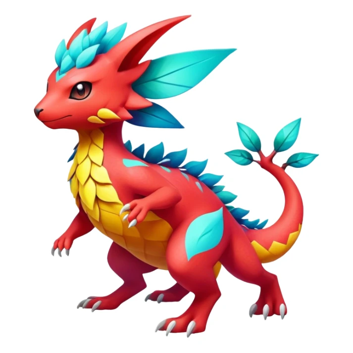 Elemental magical colorful exotic animesque Pokémon-Fakémon-animal-creature sticker