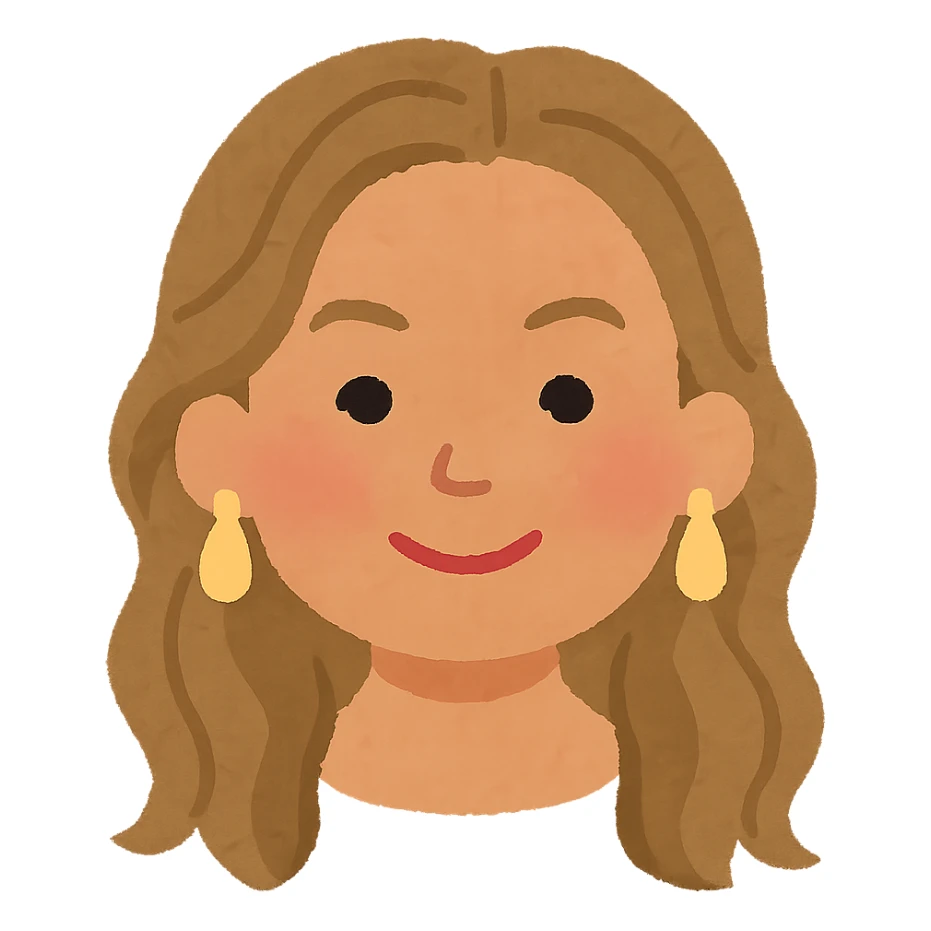 Beyonce's head in Irasutoya style, smiling, cartoon, soft pastel colors, round cheeks, no background sticker